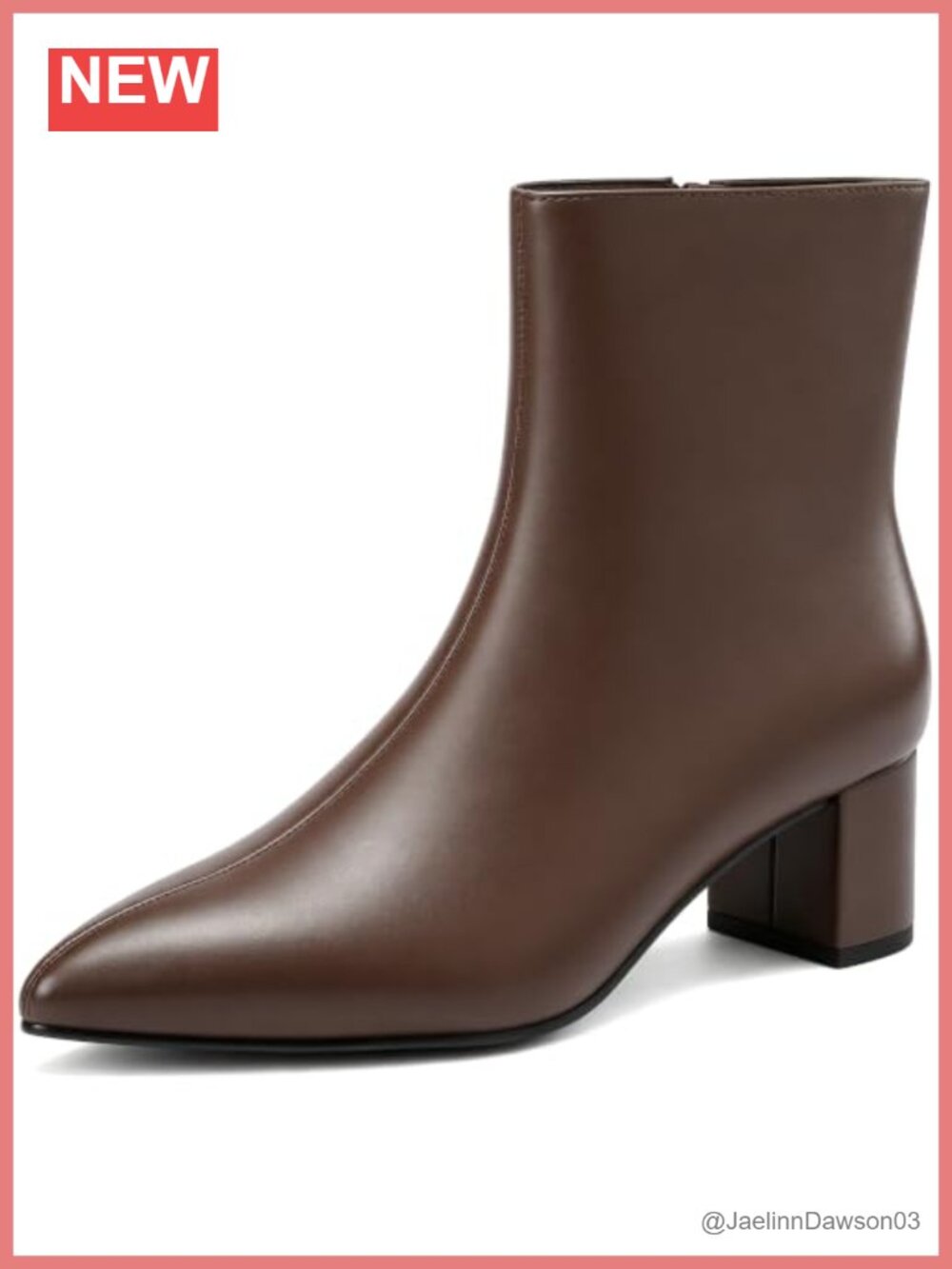 Wide Width Faux Leather Ankle Boots Pointed Toe 2 Inch Block Heel